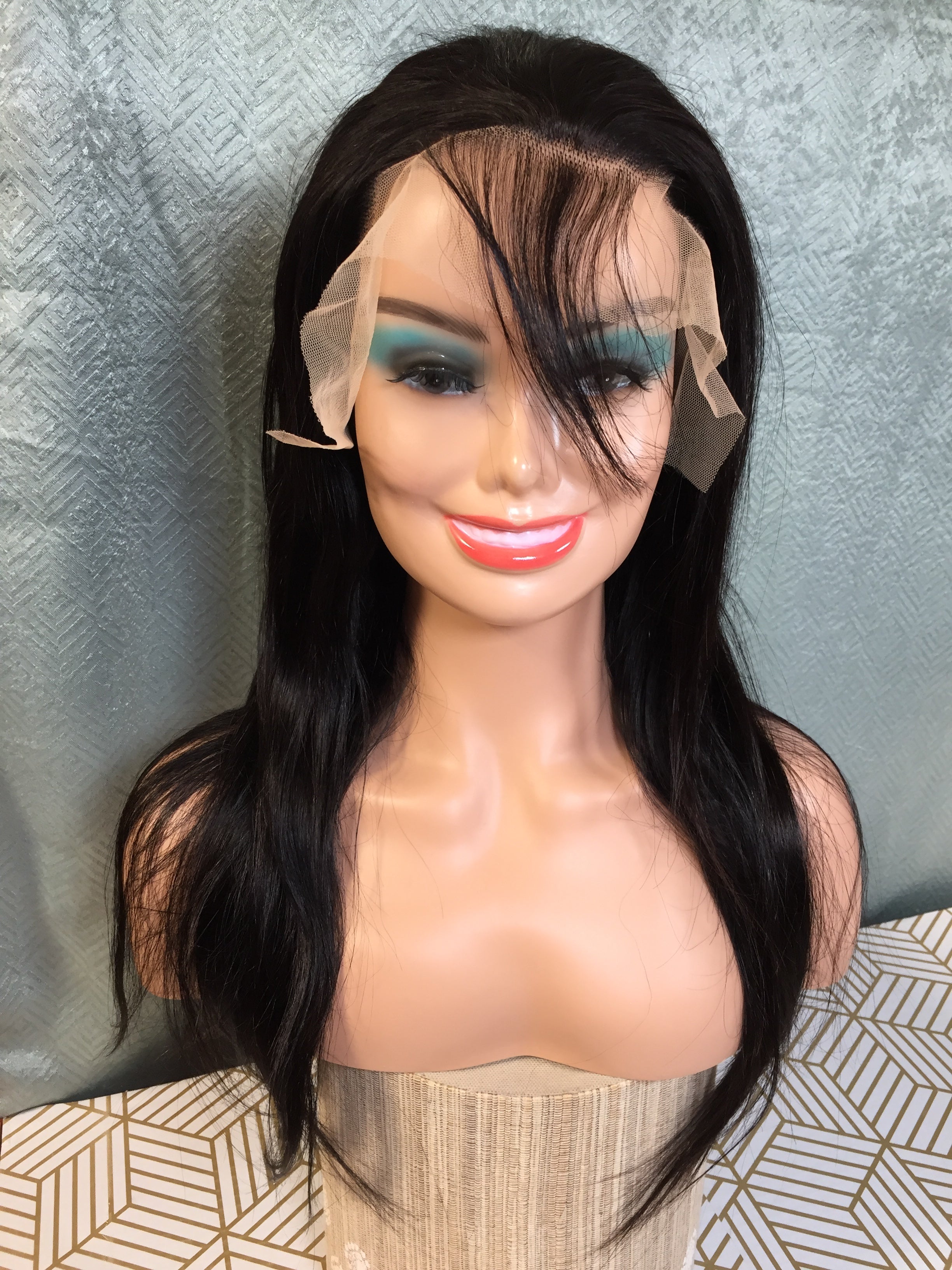 CYNOSURE Lace Front Wig 18 Inches Straight Black 220% Density with Baby Hair (7688107852014)
